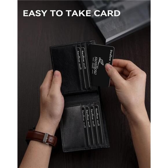 Mens Wallet Rfid Blocking Leather Wallet for Men Bifold Wallets - Picture 6 of 7